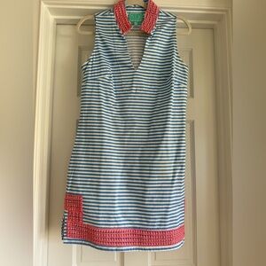 Sail to Sable Striped Blue and White Sleeveless dress